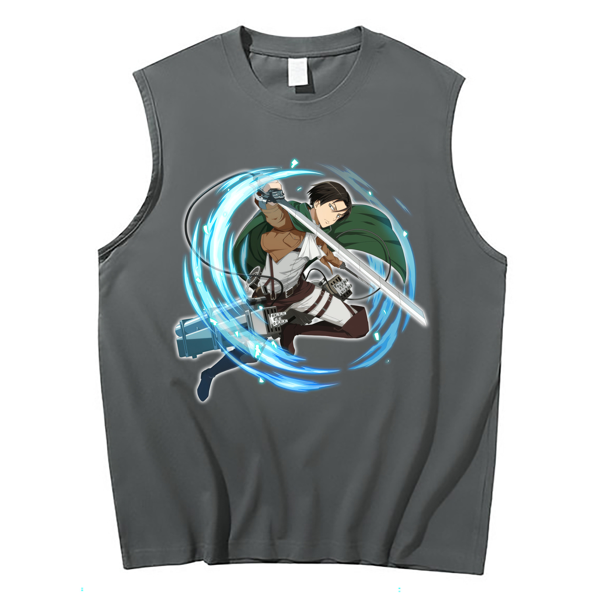 （画像用） 進撃の巨人 リヴァイ·アッカーマン Attack on Titan Levi Ackerman コットン100％タンクトップ（フロントプリント）
